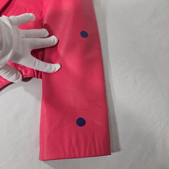 USA Vintage PHILIP NOEL Retro BARBIECORE Bright PINK Leather Crop Jacket Size M. - Picture 14 of 17